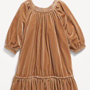 Old Navy Tan Puffy-Sleeve Velour Dress for Toddler Girls/NWT/5T